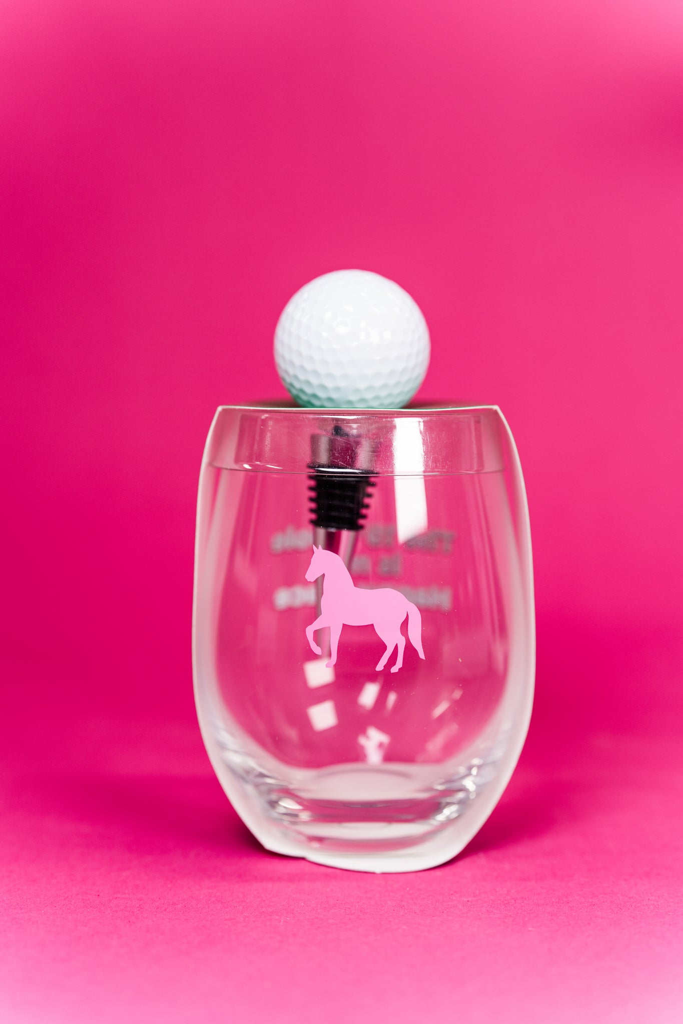 Golf Stmlss Wine Glass w/Wine Stopper