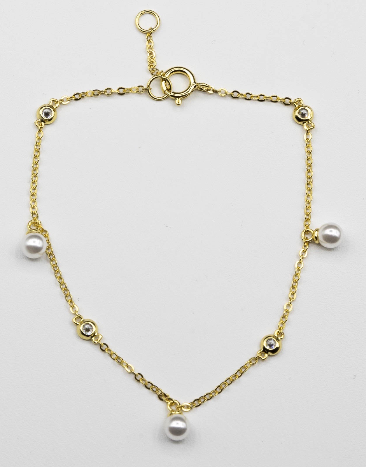 Gold and Pearl Dangle Bracelet