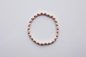 4mm Pink Crystal/Gold Bracelet