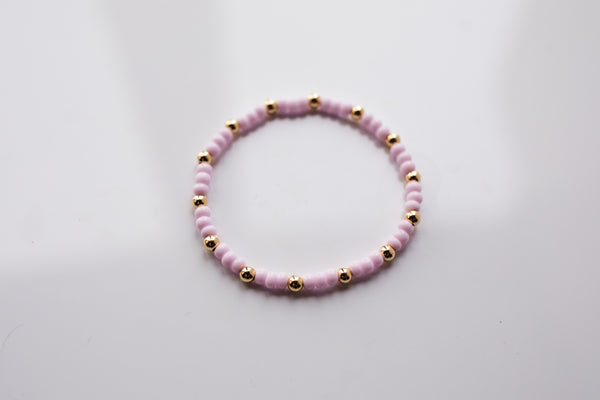 4mm Pink Crystal/Gold Bracelet